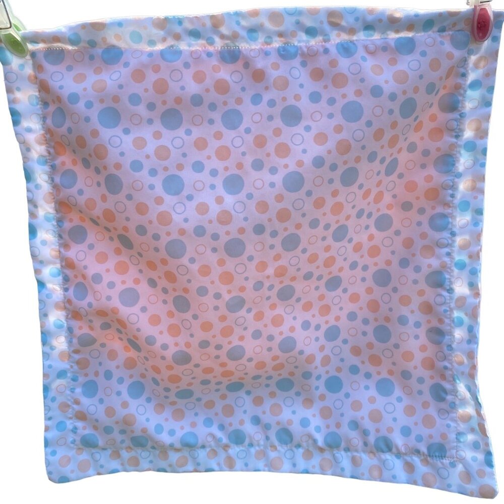 Pat the Bunny Security Blanket Lovey Baby Plush Dot Peach Blue Satin Edge - Picture 3 of 10